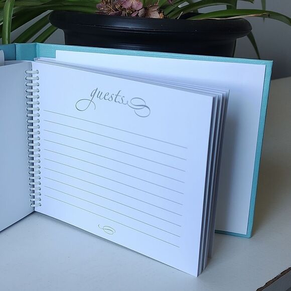 Brand New Palm Tree Light Blue‎ With White Pages Hardcover Guest Book - Picture 8 of 9